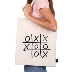 Сумка шоппер BRAUBERG PREMIUM, канвас, 40&times;35 см, на кнопке, карман, бежевый, &laquo;Tic-tac-toe&raquo;, 271902