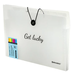 Папка-органайзер на резинке 8 отделений, BRAUBERG &laquo;Glassy&raquo;, А4, прозрачная, 271928