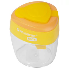 Точилка BRAUBERG KIDS &laquo;MAXI&raquo;, 2 отверстия, с большим контейнером, трехгранный корпус, цвета ассорти, 271945
