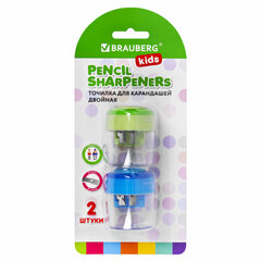 Точилки BRAUBERG KIDS &laquo;MAXI&raquo;, 2 ШТУКИ, 2 отверстия, с большим контейнером, трехгранный корпус, цвета ассорти, блистер, 271947