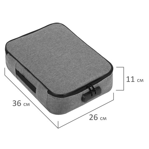 Папка-органайзер для документов с кодовым замком СЕРЫЙ ВОДОНЕПРОНИЦАЕМЫЙ А4, BRAUBERG DOCS, 271960 - фото 10