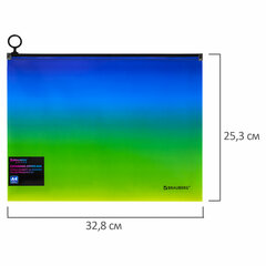 Папка-конверт расширяющаяся на молнии BRAUBERG &laquo;Grade&raquo;, А4, до 300 листов, зелено-голубой градиент, 0,18 мм, 271966