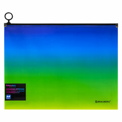 Папка-конверт расширяющаяся на молнии BRAUBERG &laquo;Grade&raquo;, А4, до 300 листов, зелено-голубой градиент, 0,18 мм, 271966