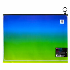 Папка-конверт расширяющаяся на молнии BRAUBERG &laquo;Grade&raquo;, А4, до 300 листов, зелено-голубой градиент, 0,18 мм, 271966