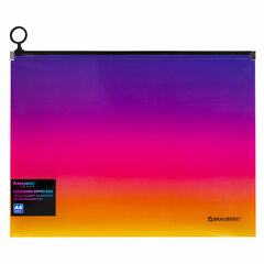 Папка-конверт расширяющаяся на молнии BRAUBERG &laquo;Grade&raquo;, А4, до 300 листов, желто-розовый градиент 0,18 мм, 271968