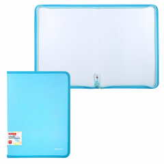 Папка объемная на молнии пластиковая BRAUBERG PASTEL, А4, 330&times;240 мм, 600 мкм, цвет аквамарин, 271970