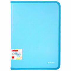 Папка объемная на молнии пластиковая BRAUBERG PASTEL, А4, 330&times;240 мм, 600 мкм, цвет аквамарин, 271970