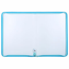 Папка объемная на молнии пластиковая BRAUBERG PASTEL, А4, 330&times;240 мм, 600 мкм, цвет аквамарин, 271970