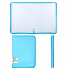 Папка объемная на молнии пластиковая BRAUBERG PASTEL, А4, 330&times;240 мм, 600 мкм, цвет аквамарин, 271970