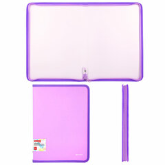 Папка объемная на молнии пластиковая BRAUBERG PASTEL, А4, 330&times;240 мм, 600 мкм, цвет лиловый, 271971