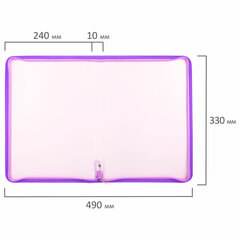 Папка объемная на молнии пластиковая BRAUBERG PASTEL, А4, 330&times;240 мм, 600 мкм, цвет лиловый, 271971