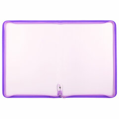 Папка объемная на молнии пластиковая BRAUBERG PASTEL, А4, 330&times;240 мм, 600 мкм, цвет лиловый, 271971