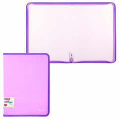 Папка объемная на молнии пластиковая BRAUBERG PASTEL, А4, 330&times;240 мм, 600 мкм, цвет лиловый, 271971