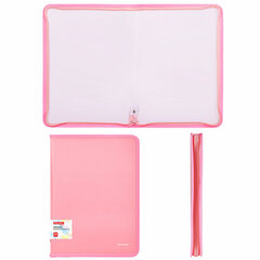 Папка объемная на молнии пластиковая BRAUBERG PASTEL, А4, 330&times;240 мм, 600 мкм, цвет персиковый, 271972