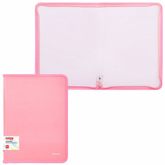 Папка объемная на молнии пластиковая BRAUBERG PASTEL, А4, 330&times;240 мм, 600 мкм, цвет персиковый, 271972