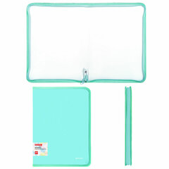 Папка объемная на молнии пластиковая BRAUBERG PASTEL, А4, 330&times;240 мм, 600 мкм, цвет мятный, 271973