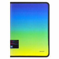 Папка объемная на молнии пластиковая BRAUBERG GRADE, А4, 330&times;240мм, 600мкм, зелено-голубой градиент, 271974