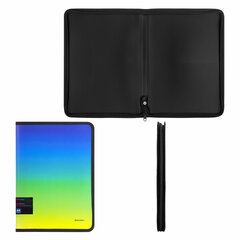 Папка объемная на молнии пластиковая BRAUBERG GRADE, А4, 330&times;240мм, 600мкм, зелено-голубой градиент, 271974