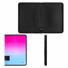 Папка объемная на молнии пластиковая BRAUBERG &laquo;Grade&raquo;, А4, 330&times;240 мм, 600 мкм, розово-голубой градиент, 271975