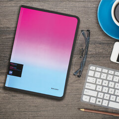 Папка объемная на молнии пластиковая BRAUBERG &laquo;Grade&raquo;, А4, 330&times;240 мм, 600 мкм, розово-голубой градиент, 271975