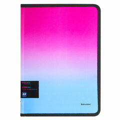 Папка объемная на молнии пластиковая BRAUBERG &laquo;Grade&raquo;, А4, 330&times;240 мм, 600 мкм, розово-голубой градиент, 271975