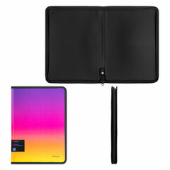 Папка объемная на молнии пластиковая BRAUBERG &laquo;Grade&raquo;, А4, 330&times;240 мм, 600 мкм, желто-розовый градиент, 271976