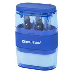 Точилка с ластиком 2 в 1 BRAUBERG &laquo;Double&raquo;, 2 отверстия, яркие цвета корпуса ассорти, 271987