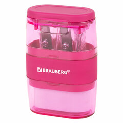 Точилка с ластиком 2 в 1 BRAUBERG &laquo;Double&raquo;, 2 отверстия, яркие цвета корпуса ассорти, 271987