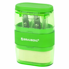 Точилка с ластиком 2 в 1 BRAUBERG &laquo;Double&raquo;, 2 отверстия, яркие цвета корпуса ассорти, 271987