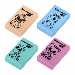 Ластик BRAUBERG KIDS &laquo;Школьный&raquo;, 26&times;17&times;7 мм, прямоугольный, пастельные цвета ассорти, 271991