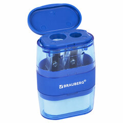 Точилки с ластиком 2 в 1 BRAUBERG &laquo;Double&raquo;, НАБОР 2 ШТУКИ, 2 отверстия, синяя и зеленая, блистер, 271995