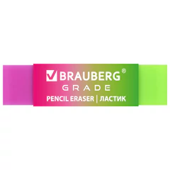 Ластик полупрозрачный BRAUBERG &laquo;Grade&raquo;, 60&times;15&times;10 мм, картонный держатель, цвет ассорти, 271997