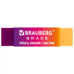 Ластик полупрозрачный BRAUBERG &laquo;Grade&raquo;, 60&times;15&times;10 мм, картонный держатель, цвет ассорти, 271997