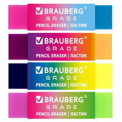Ластик полупрозрачный BRAUBERG &laquo;Grade&raquo;, 60&times;15&times;10 мм, картонный держатель, цвет ассорти, 271997