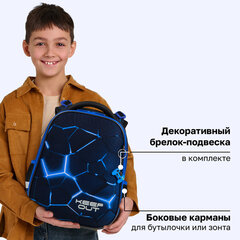 Ранец BRAUBERG PREMIUM, 2 отделения, с брелоком, "Кибер-лава", СВЕТЯЩИЙСЯ, 38х29х16 см, 272015