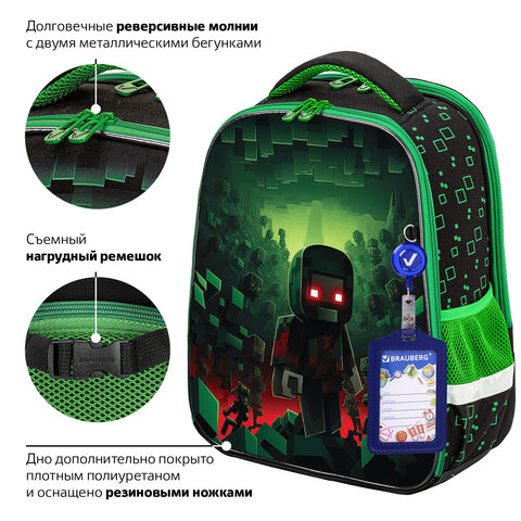 Ранец BRAUBERG FIT, 2 отделения, "Night warrior", 38х27х14 см, 272023 - фото 14
