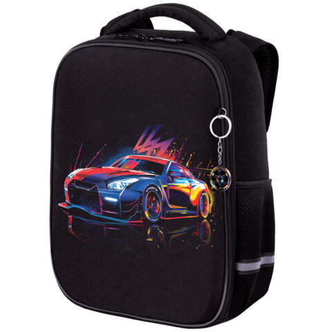 Ранец BRAUBERG LIGHT, 1 отделение, с брелоком, "Neon drift", 36х26х13 см, 272027