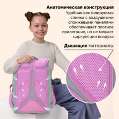 Ранец BRAUBERG LIGHT, 1 отделение, с брелоком, "Играющие котики", плюшевые нашивки, 36х26х13 см, 272030