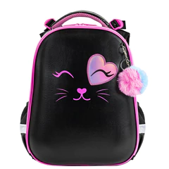 Ранец BRAUBERG SHINY, 2 отделения, с брелоком, &laquo;Улыбающийся котик&raquo;, 38&times;28&times;14 см, 272040