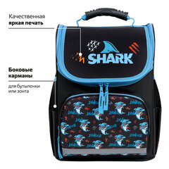 Ранец ПИФАГОР BASIC, 1 отделение, 3 кармана, эргономичная спинка, "Злая акула", 35х28х18 см, 272044