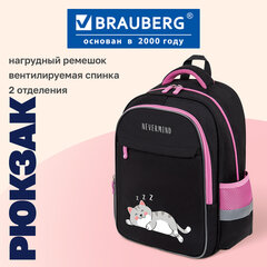 Рюкзак BRAUBERG FAVOUR, 2 отделения, 3 кармана, "Сонный котик", 40х29х15 см, 272058