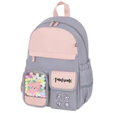 Рюкзак BRAUBERG PASTEL с термонашивками в комплекте, "Sweet paws", серый, 40х29х14 см, 272064