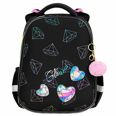 Ранец BRAUBERG LUMINOUS, 2 отделения, с брелоком, &laquo;Diamonds&raquo;, СВЕТЯЩИЙСЯ РИСУНОК, 38&times;29&times;16 см, 272070