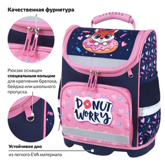 Ранец ЮНЛАНДИЯ WISE, 1 отделение, 3 кармана, устойчивое дно, "Сладкоежка", 37x29х15 см, 272073