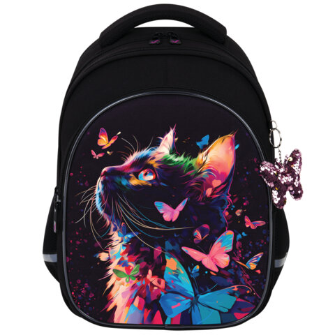 Рюкзак BRAUBERG OPTIMA, 2 отделения, с брелоком, "Butterfly catcher", СВЕТЯЩИЙСЯ, 36х27х18 см, 272097 - фото 3