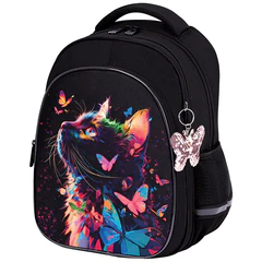 Рюкзак BRAUBERG OPTIMA, 2 отделения, с брелоком, "Butterfly catcher", СВЕТЯЩИЙСЯ, 36х27х18 см, 272097