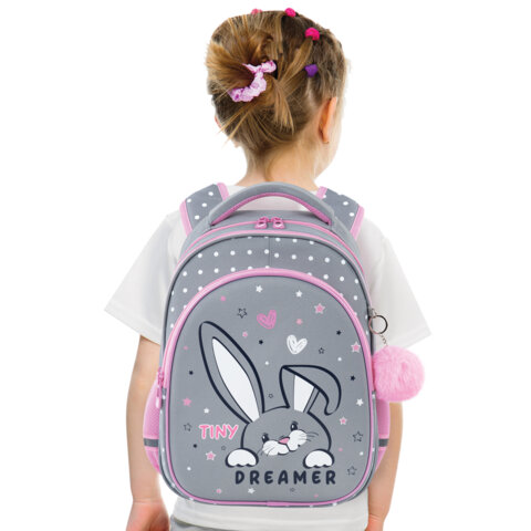 Рюкзак BRAUBERG OPTIMA, 2 отделения, с брелоком, "Curious bunny", 36х27х18 см, 272098 - фото 8