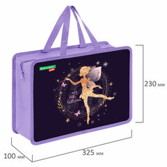 Папка на молнии с ручками BRAUBERG KIDS А4, 1 отделение, пластик, 100 мм, &laquo;Gold fairy&raquo;, 272117
