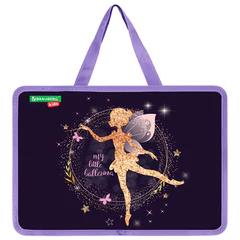 Папка на молнии с ручками BRAUBERG KIDS А4, 1 отделение, пластик, 100 мм, &laquo;Gold fairy&raquo;, 272117