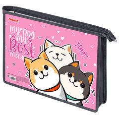 Папка для тетрадей ПИФАГОР А4, 1 отделение, картон/<wbr/>пластик, на молнии, &laquo;Best team&raquo;, 272124